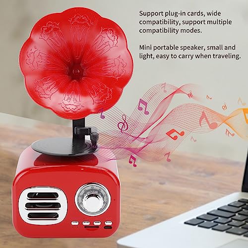 Phonographe portable Bluetooth rouge rétro pour musique - 4