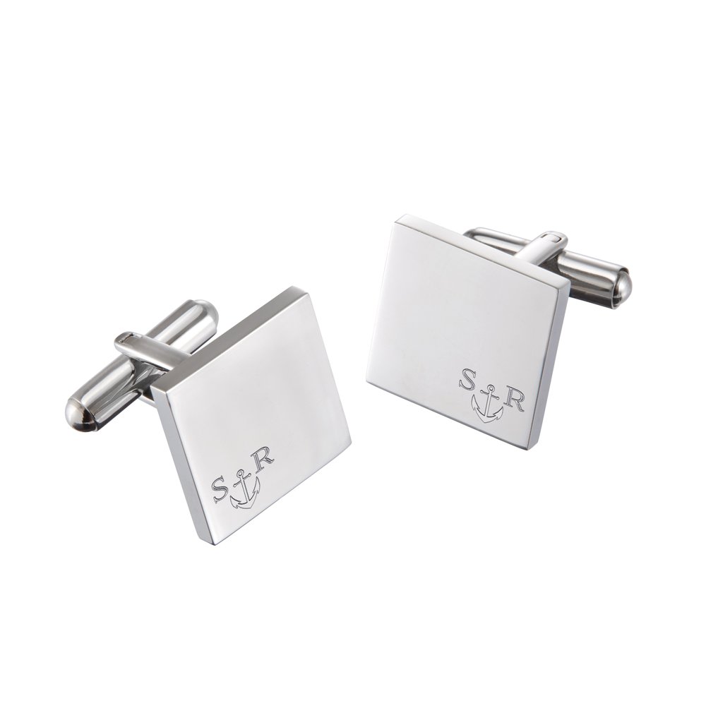 Gemelli Personalizzabili In Acciaio Inox Con Nome O Iniziali – 8 Modelli, Tondi/quadri/esagonali – Regalo Per Matrimonio E Festa Del Papà