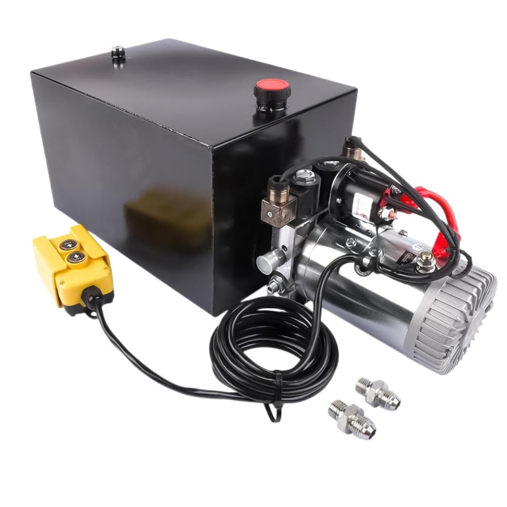 Hydraulic Power Unit 12V Double Acting SAE Number 6 Port Compatible with Dump Trailer