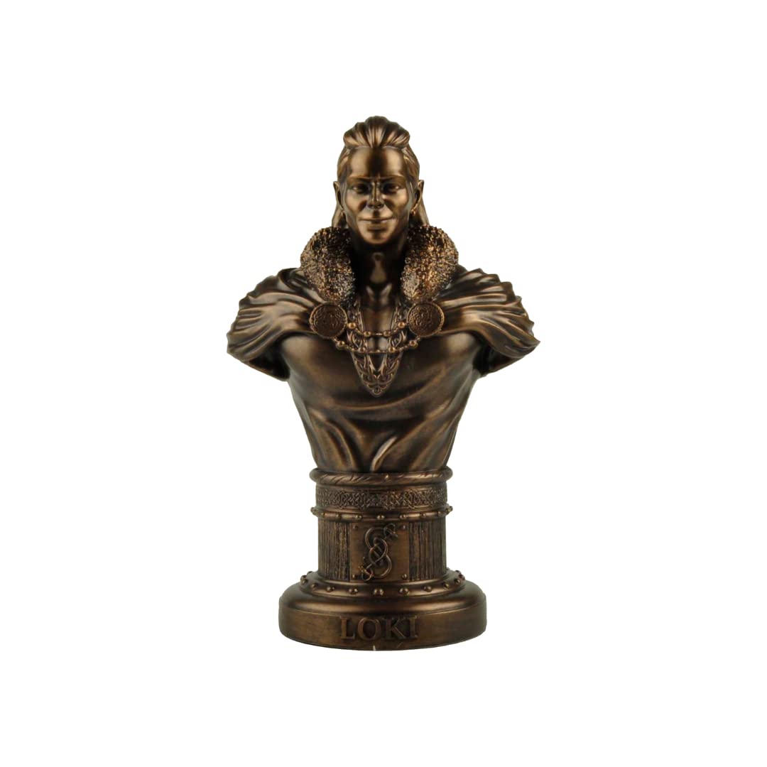 Cosmic Hill Loki Norse God of Mischief Bust Statue Figurine Viking Decor Gifts (Bronze)