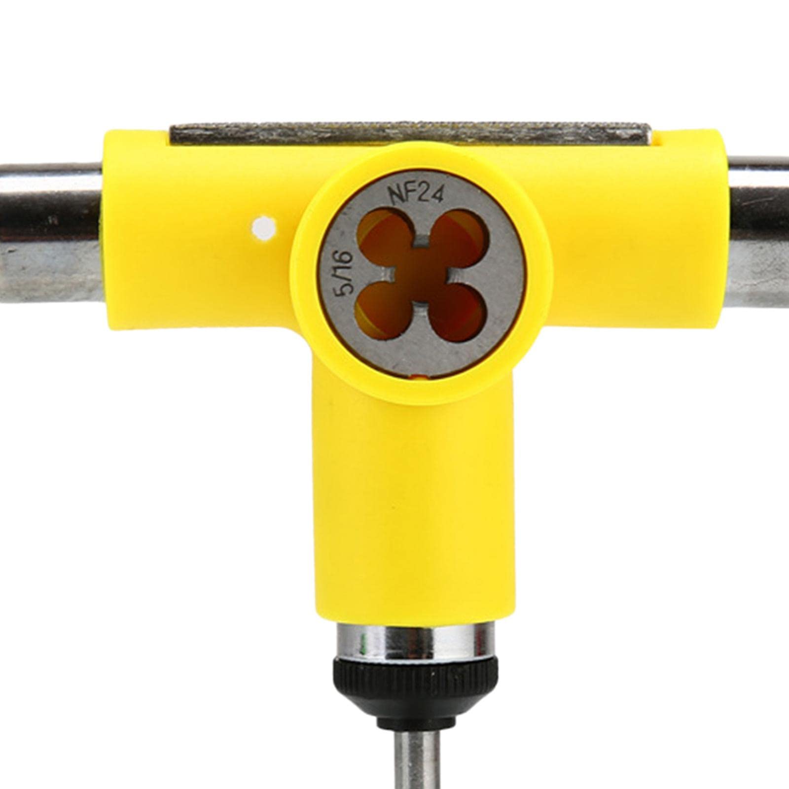 Outil Pratique Skateboard Clé T Accessoire Patinage Wrench Acier Inoxydable Portable Installation Facile Réglage Roue Utilisé pour Atelier Mobilité, Jaune