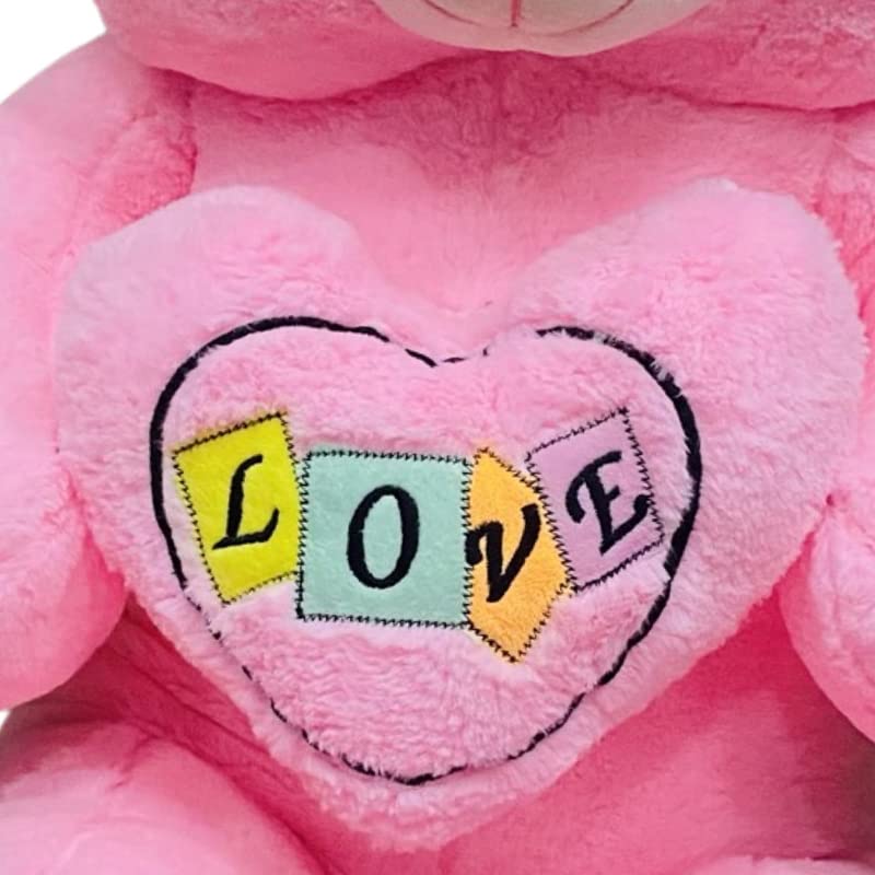 Image of HUG 'n' FEEL SOFT TOYS Long Soft Heart Teddy Cute Giant Life Size Teddy Bear 100Cm Heart Teddy Plush & Stuffed Toys