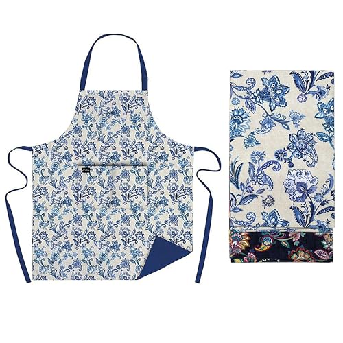 Tablier et torchon coton bio Matthew Williamson anti-taches motif cachemire