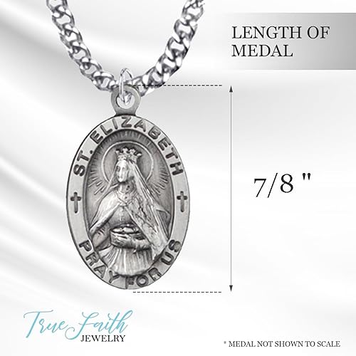 Miniatura 6 de TrueFaithJewelry - Medalla ovalada de plata de ley patrón de enfermeras 06in