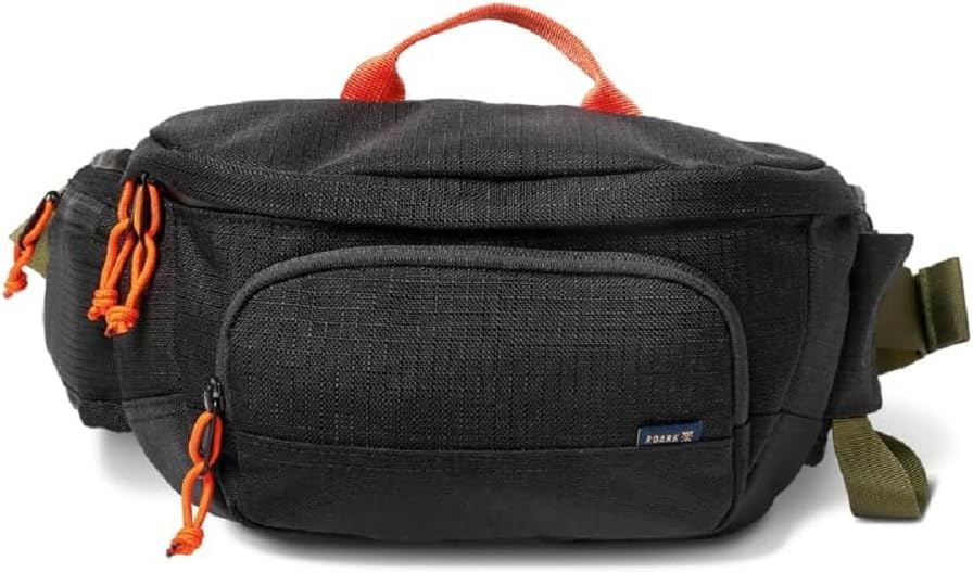Roark Compadre Waist Pack Travel Hip Bag with Dual Zip Pockets, Adjustable Strap for Everyday Carry, Black