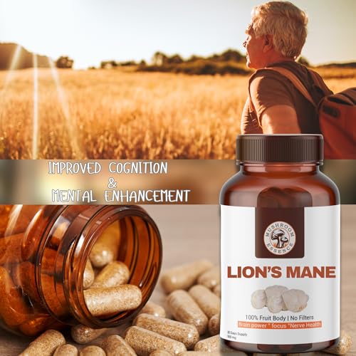 Image of Lion's Mane Mushroom Extract Capsules 500mg (30 Veg Caps) | Natural Wellness & Vitality | 30% Beta-Glucans