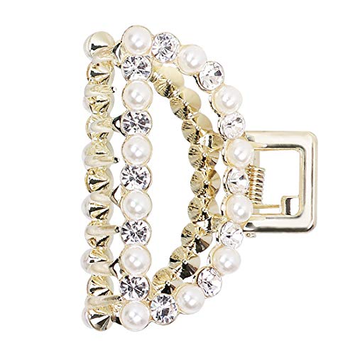 ORDERMORE Pearl Hair Claw Clip,Medium Size Fashion Strong Hold Hair Claw Clips for Women and Girls Medium or Thick Hair,2.6 Inches Wide