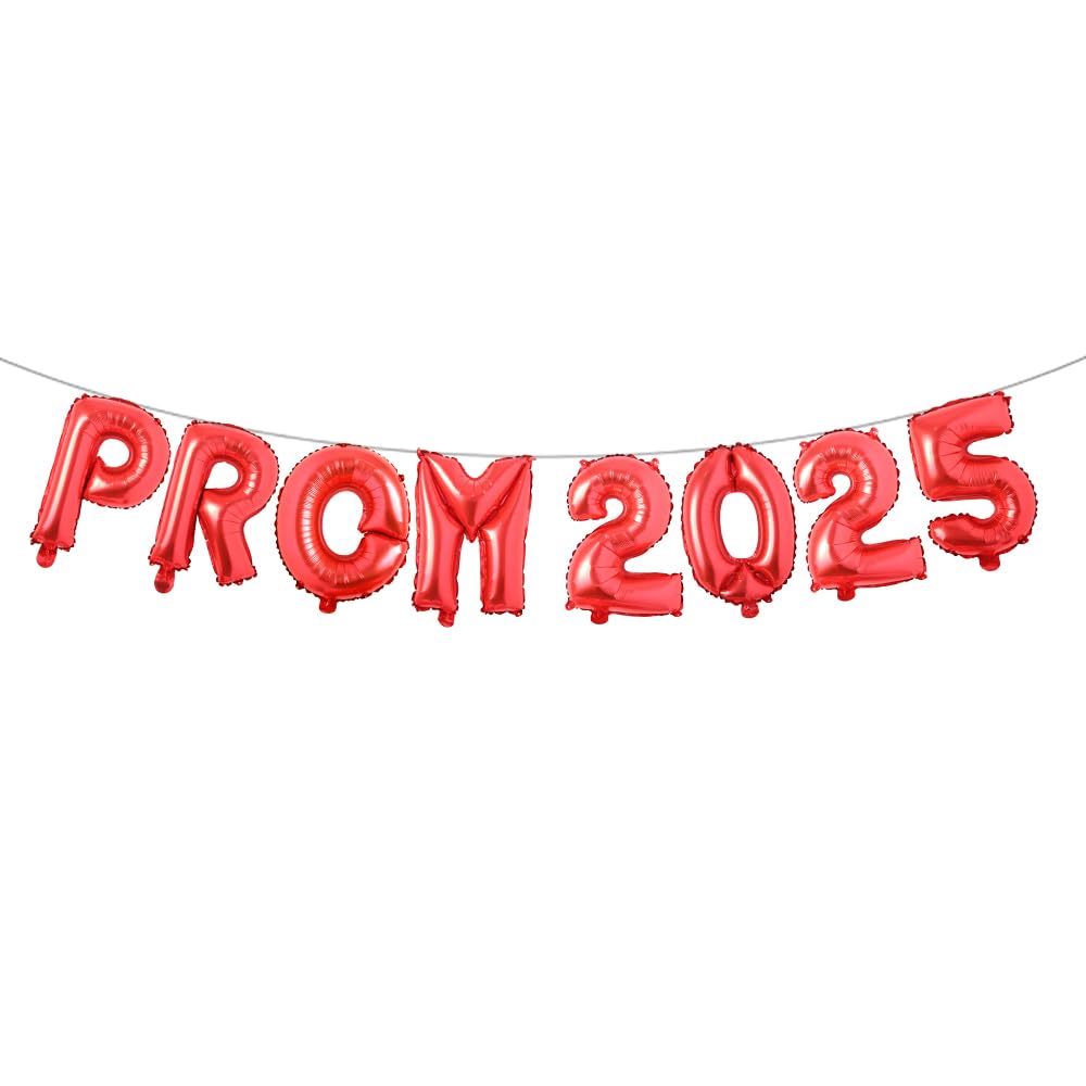 Mylar Prom 2025 Balloons Hanging Foil Balloons Letter for High School College Grad Graduation Retirement Party Decorations Banner Sign for Prom Night