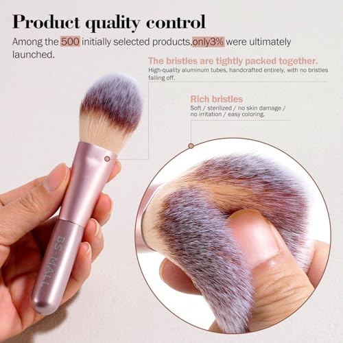 Image of BS-MALL 14 Pcs Makeup Brushes Set with 1 Pcs Makeup Sponge - Essential Foundation Powder Concealers, Eye Shadows, Blush Makeup Brushes with Travel Makeup Case (Matte Gold Pink)