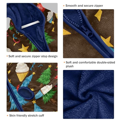 Christmas Trees Cupcakes Toddler Fleece Jacket Girl Boys Hooded Fleece Jacket Coat Warm Outwear Zip-up 3-10T3