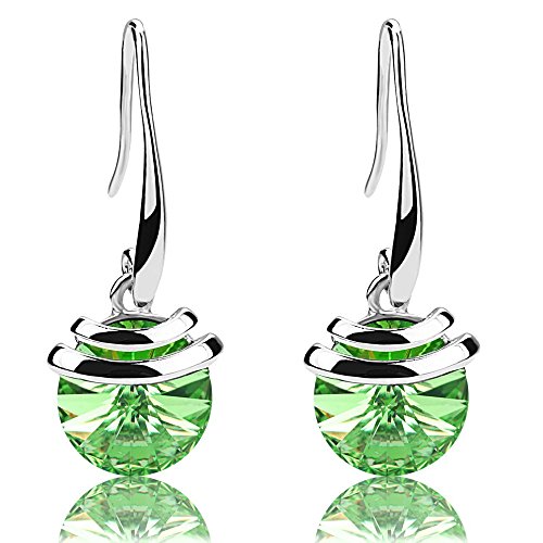 Crystal French Wire Dangle Drop Earrings (Green)