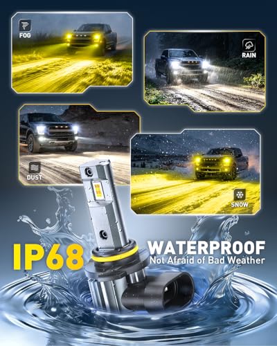 Image of AUXITO HB4 9006 LED Switchback Bulbs, 50,000 Lumens 600% Super Bright, 6500K White /3000K Golden Yellow Dual Color Easy Switch, Mini Sized, CanBus Ready, 2PCS