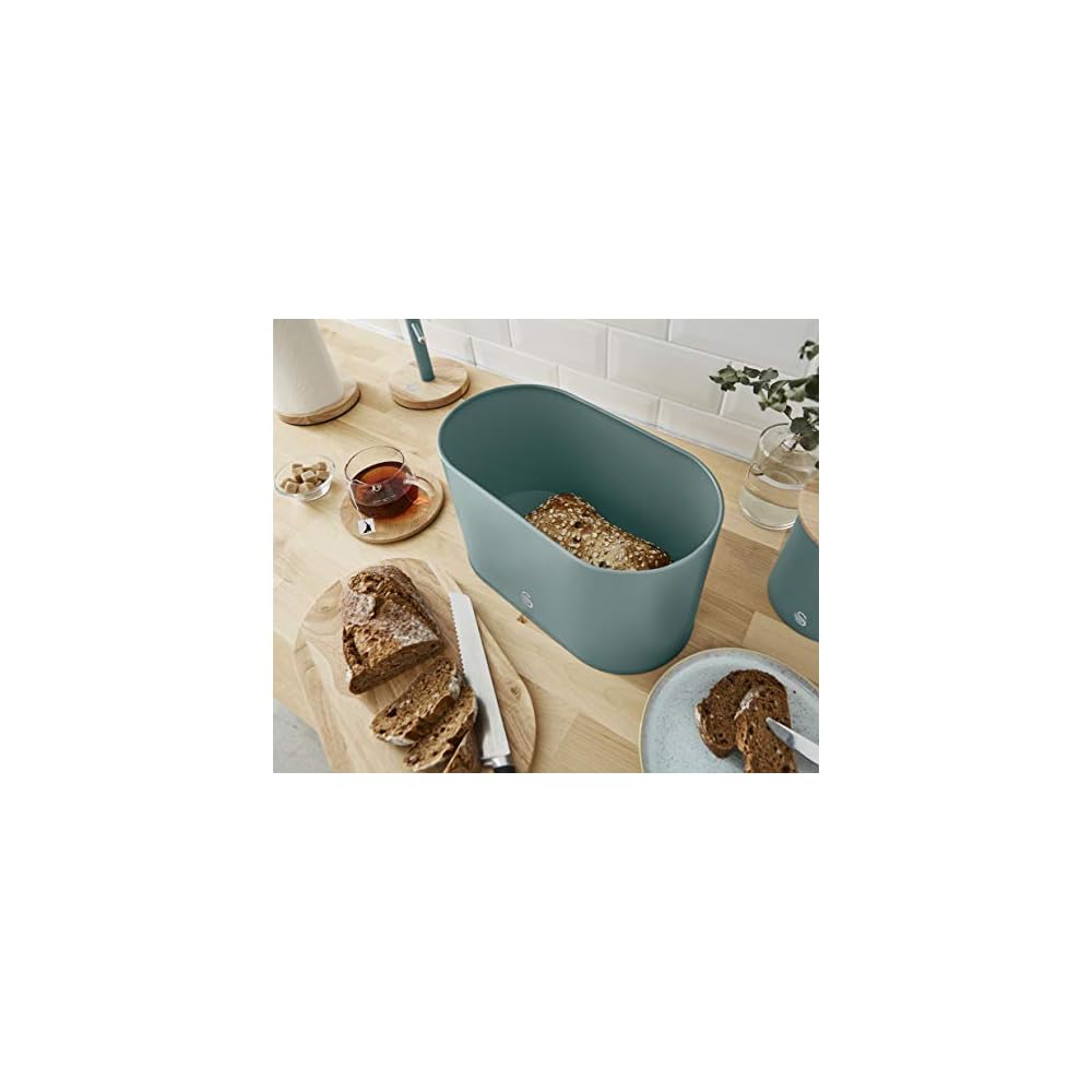 Swan Nordic Scandi Bread Bin with Bamboo Lid Pine Green