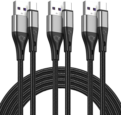 USB A to USB C Cable 3Pack 10Ft Fast Charging 3A Long Nylon Braided Cord