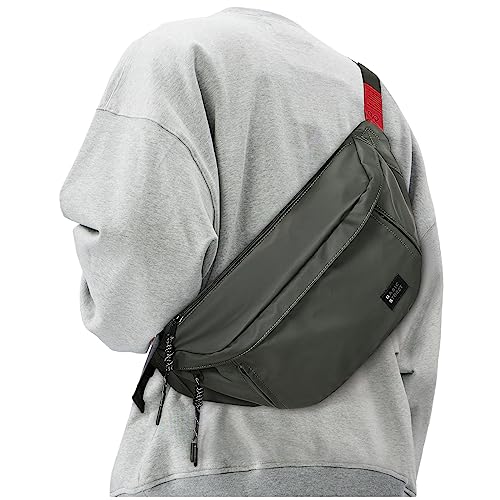 Image of SUNMOP Fashion Large Crossbody Fanny Pack for Men Women,Water Resistant Waist Bag fanny Packs belt bag sling bag with 5-Zipper Pockets,Carrying 7.9"phone,Green-Large