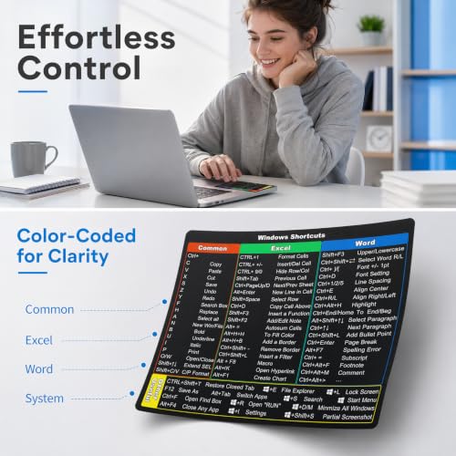 Calcomanías de accesos directos para teclado de PC Windows, guía rápida de Word y Excel 7