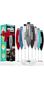 PowerLix Elektrischer Milk Frother - für Kaffee & Schokolade - Edelstahlständer 15-20s, 19000 U/min, Batteriebetrieben