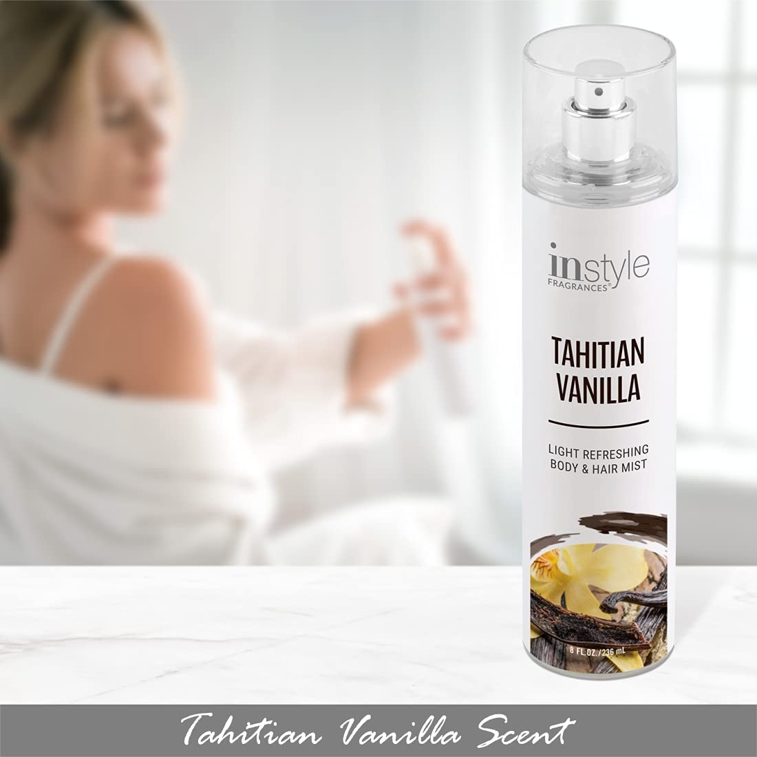 Instyle Fragrances | Body & Hair Mist | Tahitian Vanilla Scent | With Panthenol | CLEAN, Vegan, Paraben Free, Phthalate Free | Premium 8 Fl Oz Spray Bottle Tahitian Vanilla 8 Ounce (Pack of 1) image 4 of 7 B087VZM1BF