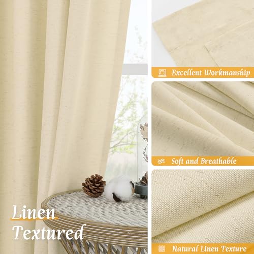 Image of LAMIT Light Filtering Small Window Linen Curtains 40 Inch Length 2 Panels