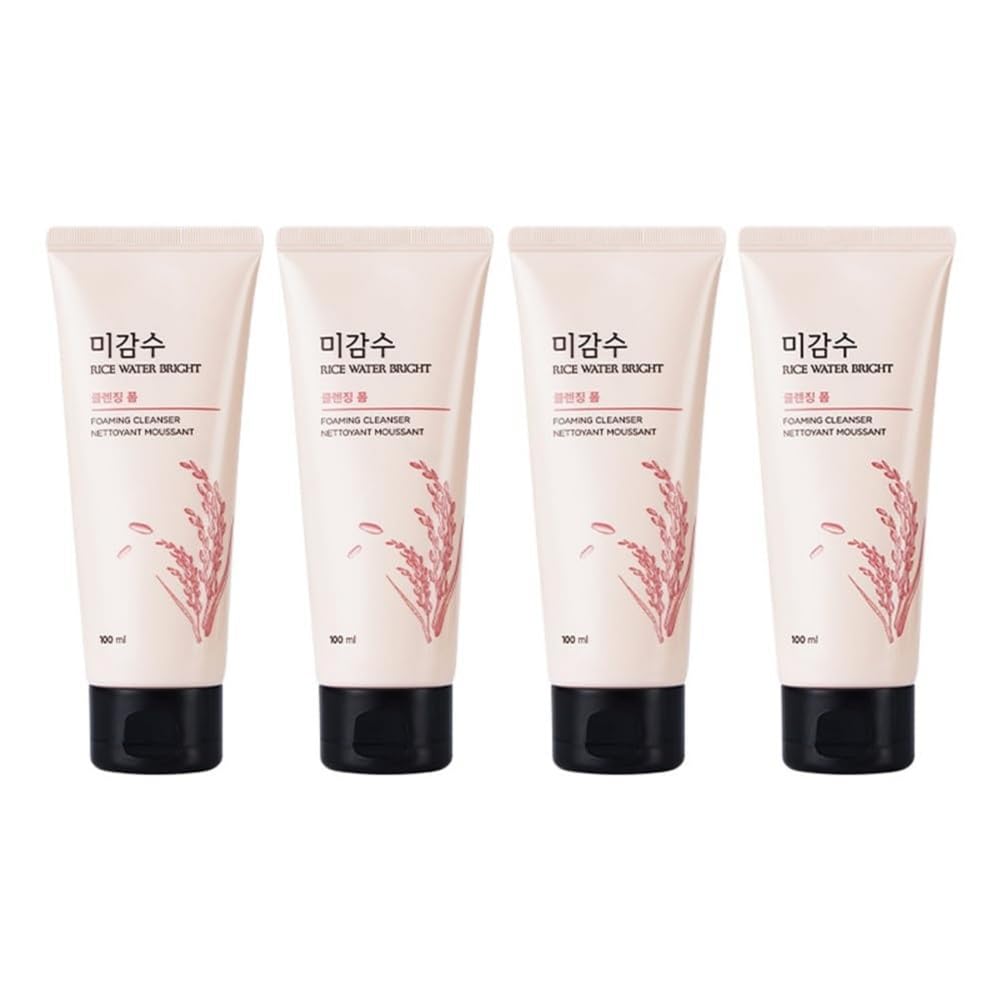The Face Shop Rice Water Bright Foaming Face Wash 100ml | Face Wash for Glowing Skin | Cleanser for Uneven Skin Tone | Korean Skin Care, For Oily skin (Pack of 4)-picture-31
