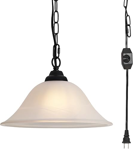 Miniatura 1 de Lámpara colgante vintage de enchufe, luces colgantes con cable de enchufe, cable de 16.4 pies y cadena de 14.7 pies regulable, lámpara colgante