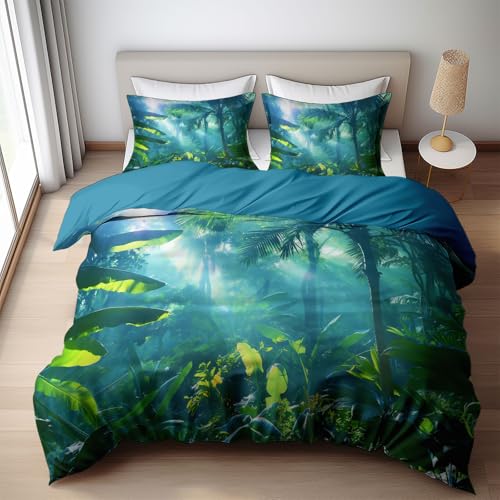 Housse de couette enfant 160x200 anti-plis et résistante sur le thème forêt
