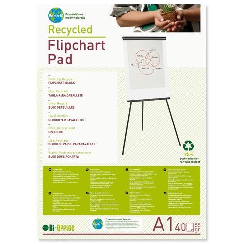 Image of 5 x Bi-Office Earth-It Flipchart Pad A1 Plain 40 Sheets 55gsm FL0111801