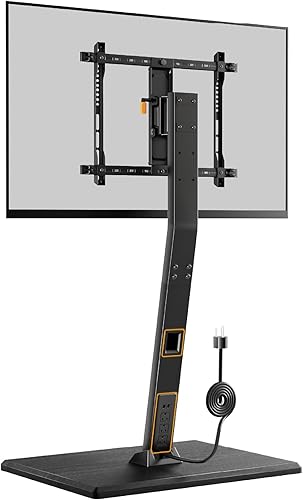 Perlegear Rolling TV Stand with Power Outlet, Tilt and Swivel Mobile TV Cart with Hidden Casters, Fits 30-70 Inch TVs, Height-Adjustable, 88 lbs Load Capacity, Max VESA 400x400mm, PGTVMC20