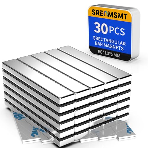 Image of Powerful Neodymium Bar Magnets, 30 Pack N52 Heavy Duty Magnet, 60x10x5mm | Rare Earth Magnets, Rectangular Magnets, Small Magnet Strong for Fridge, DIY, Garage, Kitchen, Science, Craft, Office