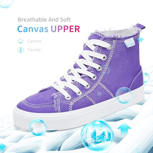 Obtaom Womens/Mens high top Canvas Shoes Play mid Calf Fashion Sneaker Casual lace up hi top Washed Canvas Shoes3