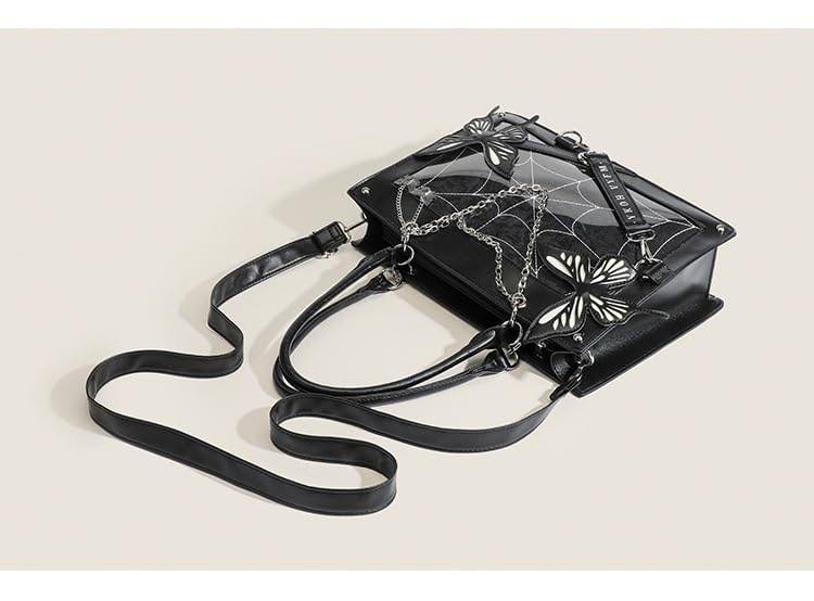 Cute Y2K Gothic Handbag Women, Trendy Aesthetic Vintage Goth Punk Croquette Top Handle Kawaii Shoulder Crossbody Bag3