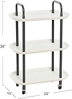 Vista 37 de Main + Mesa Carrito moderno de plástico y metal de 3 niveles, blanco y marrón