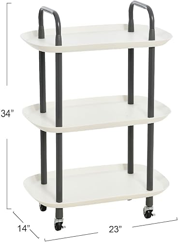 Miniatura 3 de Main + Mesa Carrito moderno de plástico y metal de 3 niveles, blanco y gris oscuro Blanco y gris,negro & verde oscuro,Negro y arena,Blanco y
