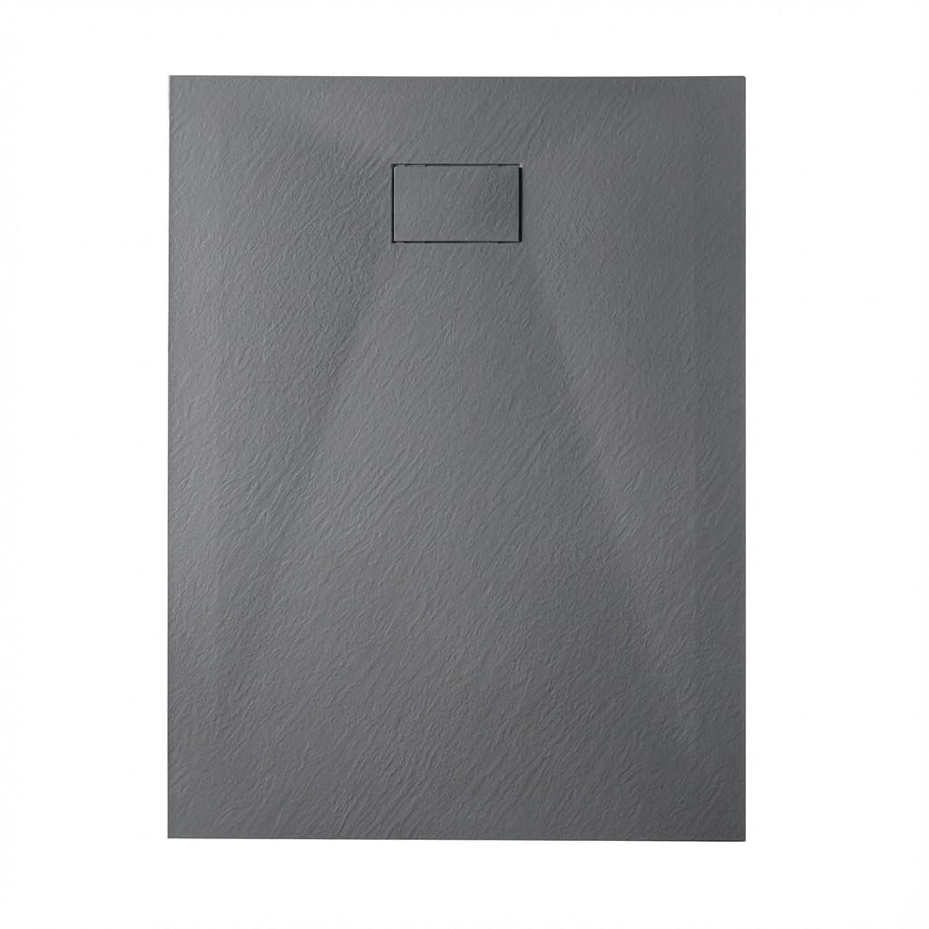 Essential 140x80 cm receveur de douche rectangulaire à poser SMC avec surface effet pierre. gris (CERAES14080DG)