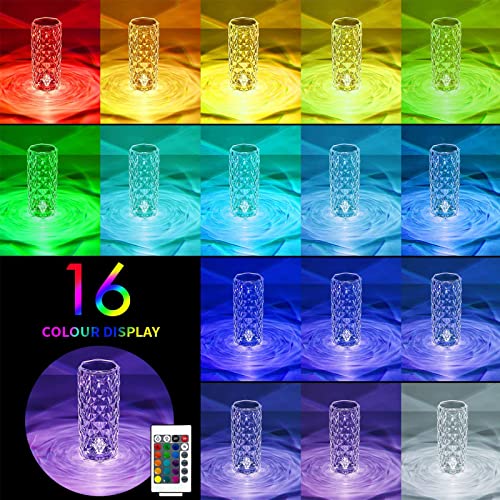 Imqsqik CL16 Crystal Table Lamp,Rgb Rose Diamond Touch Lamps,Color Changing Night Light thumb #1