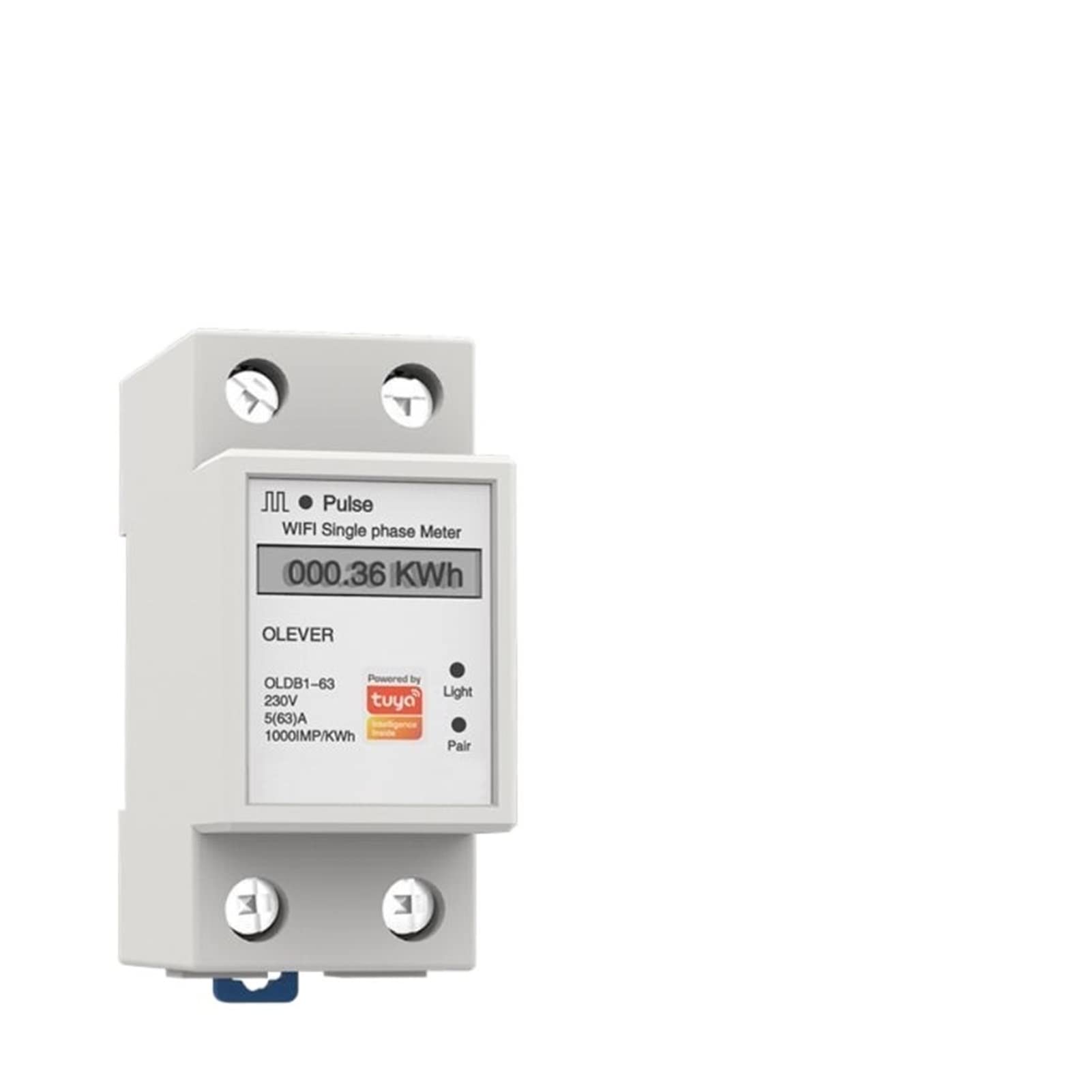 Monitores de energía TUYA Mono Fase 63A DIN RAIL WIFI Temporizador de medidor de energía inteligente Monitor de consumo de energía Monitor KWH Meter Wattmeter Monitor de uso de electricidad Analizador