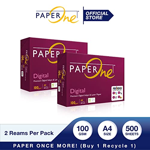 Image of Paperone Paper One A4 Digital Paper 100 Gsm(Pack Of 2 Reams 2X500 Sheets)