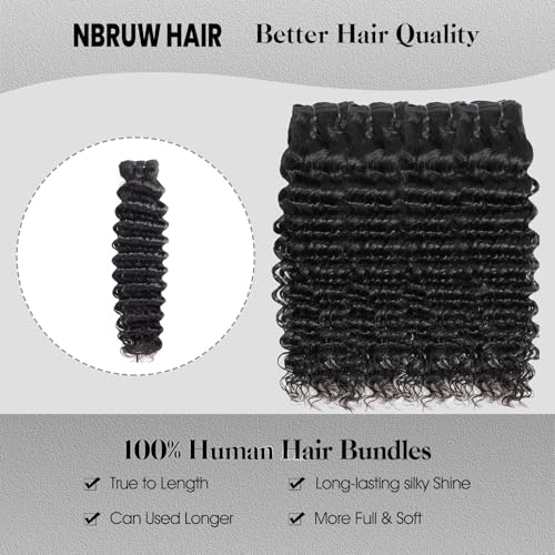 Human Hair Bundles 20 22 24 26 Inch Deep Wave Bundles Human Hair 12A 4 Bundles Human Hair 100% Unprocessed Virgin Deep Curly Human Hair Bundles Deals Real Human Hair Extensions Natural Black - Image 4