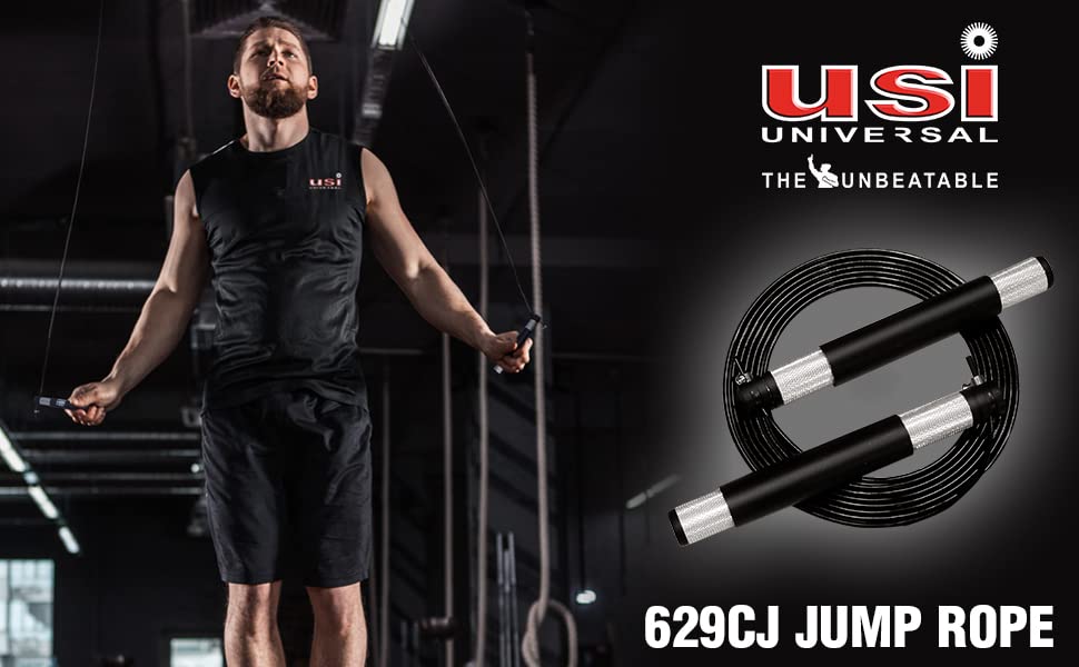 Image of USI UNIVERSAL Lightweight 629CJ Cable Skipping Rope /Jump Rope 3mm Pvc Rope With Metal Cable Insert With Screws To Fit The Height, Anti-slip Handles For Firm Grip