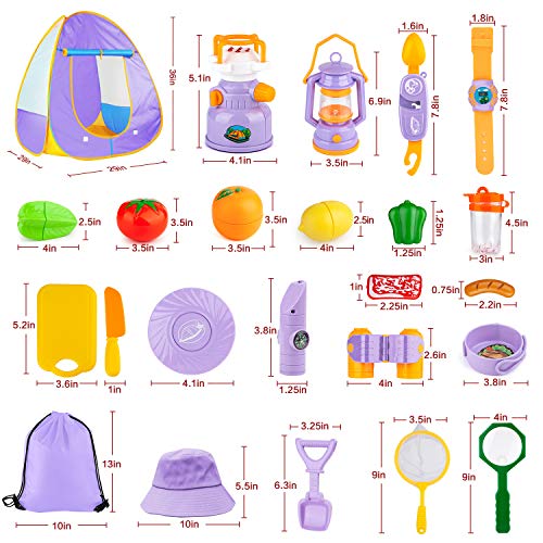 Kids Camping Tent Set Toys, MIBOTE 45pcs Pop Up Play Tent with Camping Gear Indoor Outdoor Pretend Play Set for Toddler… - Image 5