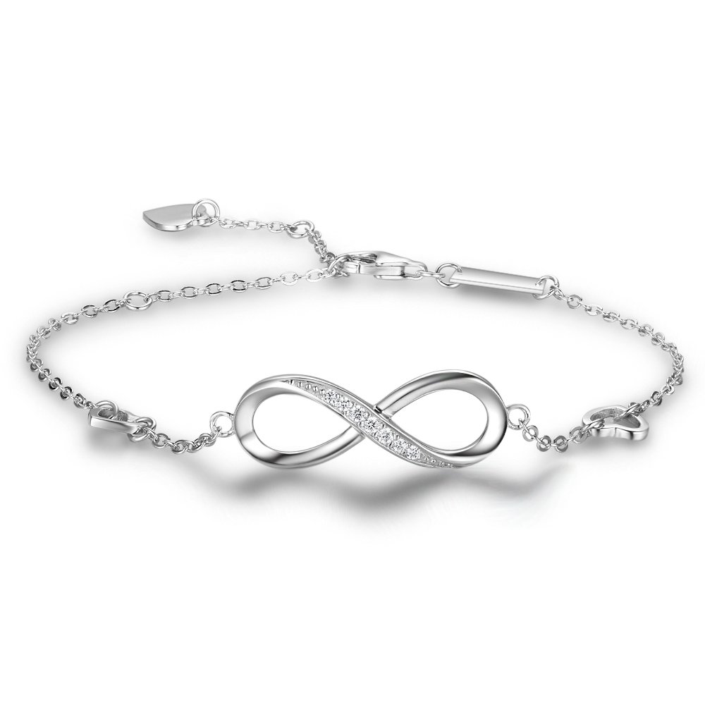 Bo&Pao Kleeblatt Armband Damen 925 Sterling Silber, Glücksbringer Armkette mit verstellbar Länge