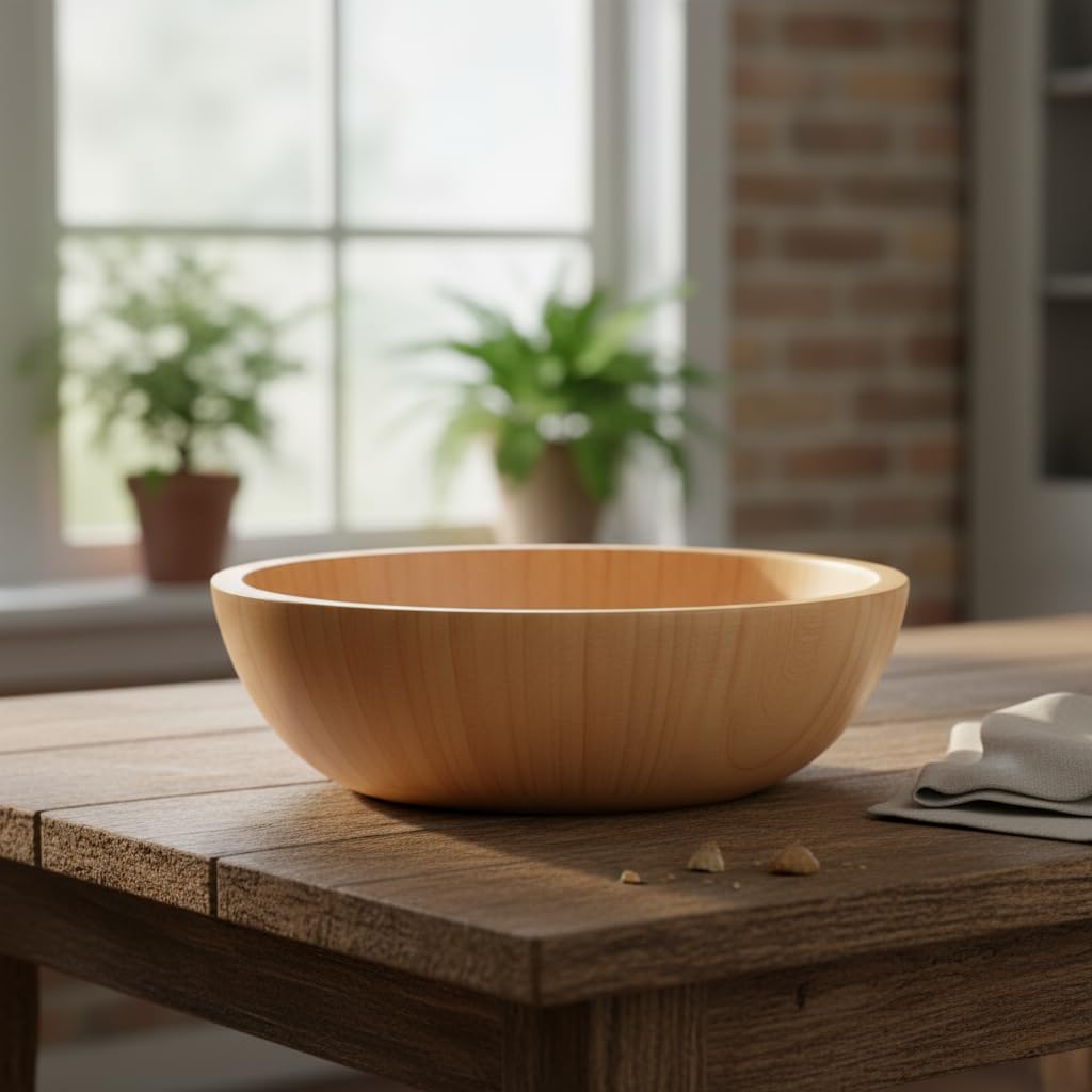 Deconox Doğal Bambu Salata Kasesi – 20cm & 25cm Çap Seçenekli El Yapımı Derin Ahşap Servis ve Karışt