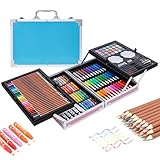 Tomvorks 145 Piece Art Set with Aluminum Storage, Vibrant Colors Ideal for Beginners, Includes Watercolor Markers, Art Supplies, Art Accessories, Artist Tools