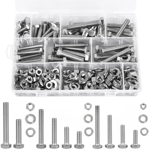 Vis et écrous contre la rouille en intérieur | Assortiment 260 pièces de boulons SAE inox