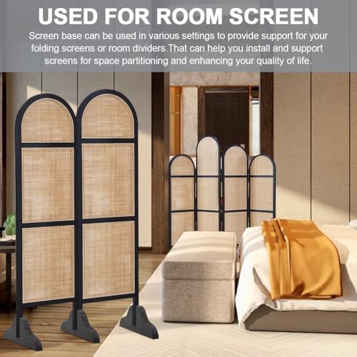 6Pcs Room Divider Stand for Foldable Screen Brackets, Room Divider Stand with Screws, Folding Privacy Screen Holder for Hotel Home Office(Color:Black) by Anscuto - Used condition - Image 4