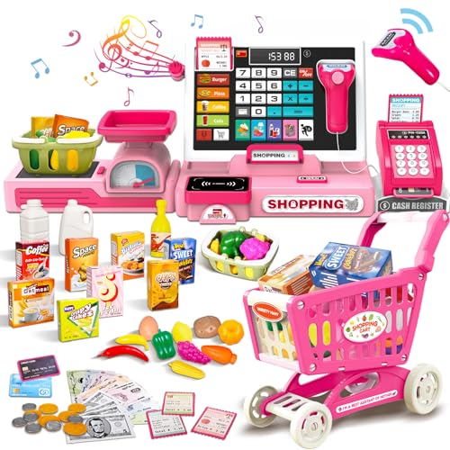 HILKKET Caisse Enregistreuse Enfants avec Scanner et Son, Coffret de Jeu pour Garçons et Filles de 3+ Ans,...
