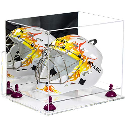 Better Display Cases Versatile Clear Acrylic Display Case - Large Rectangle Box with Mirror Case, Purple Risers, Clear Wall Mount and Clear Base 14.5