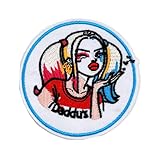 MaseiKar Joker Girl Round Patch Harley Quinn Punk Rock Funny Cool Iron on Sew on Patch Accessories for Adults Kids Teens DIY for Jackets Clothes Hats Backpack & Jeans