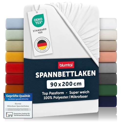 Blumtal® Spannbettlaken - Microfaser - Ökotex zertifizierte Bettwäsche 90x200cm - Weiß