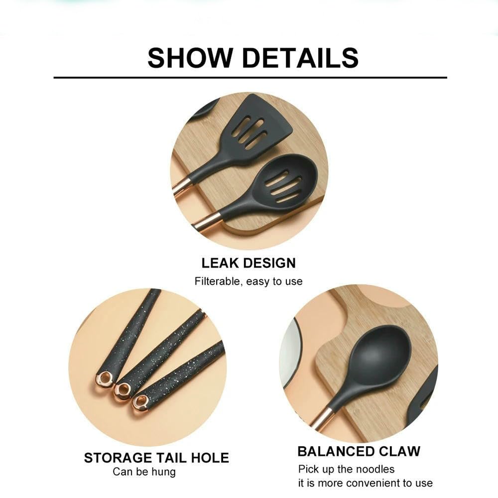 WLDMA - Set di 5-10 utensili da cucina in silicone per uso alimentare, con spatola per mescolare, spatola da portata e antiaderente